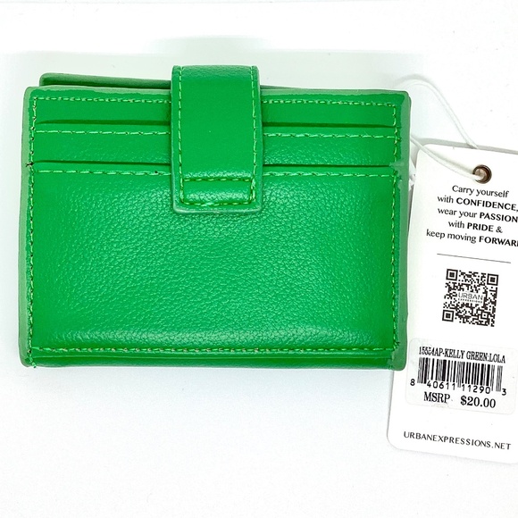 $14 Urban Expressions Lola Card Holder. Color: Kelly Green - New - Picture 3 of 4